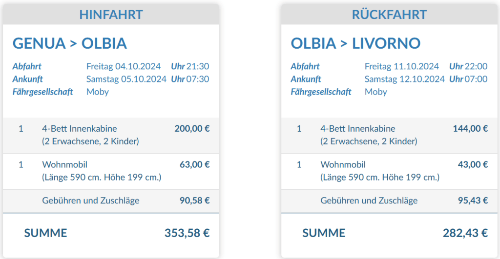 Fähre nach Sardinien