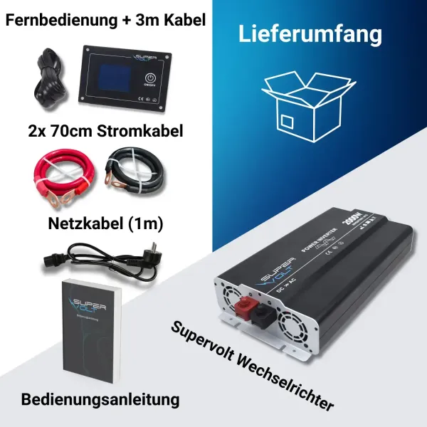 Supervolt 2000W Wechselrichter Lieferumfang