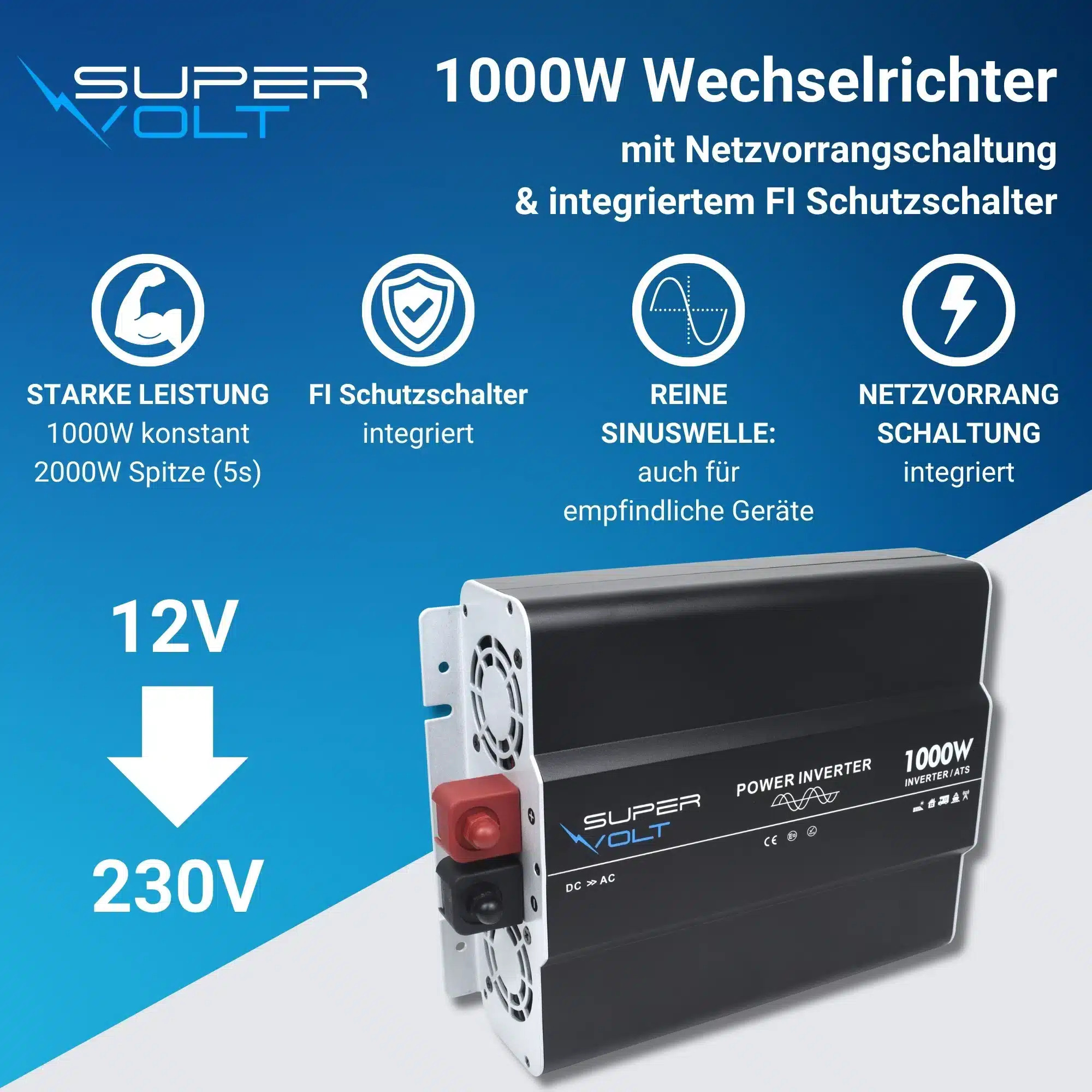 Supervolt 1000W Wechselrichter FI 2