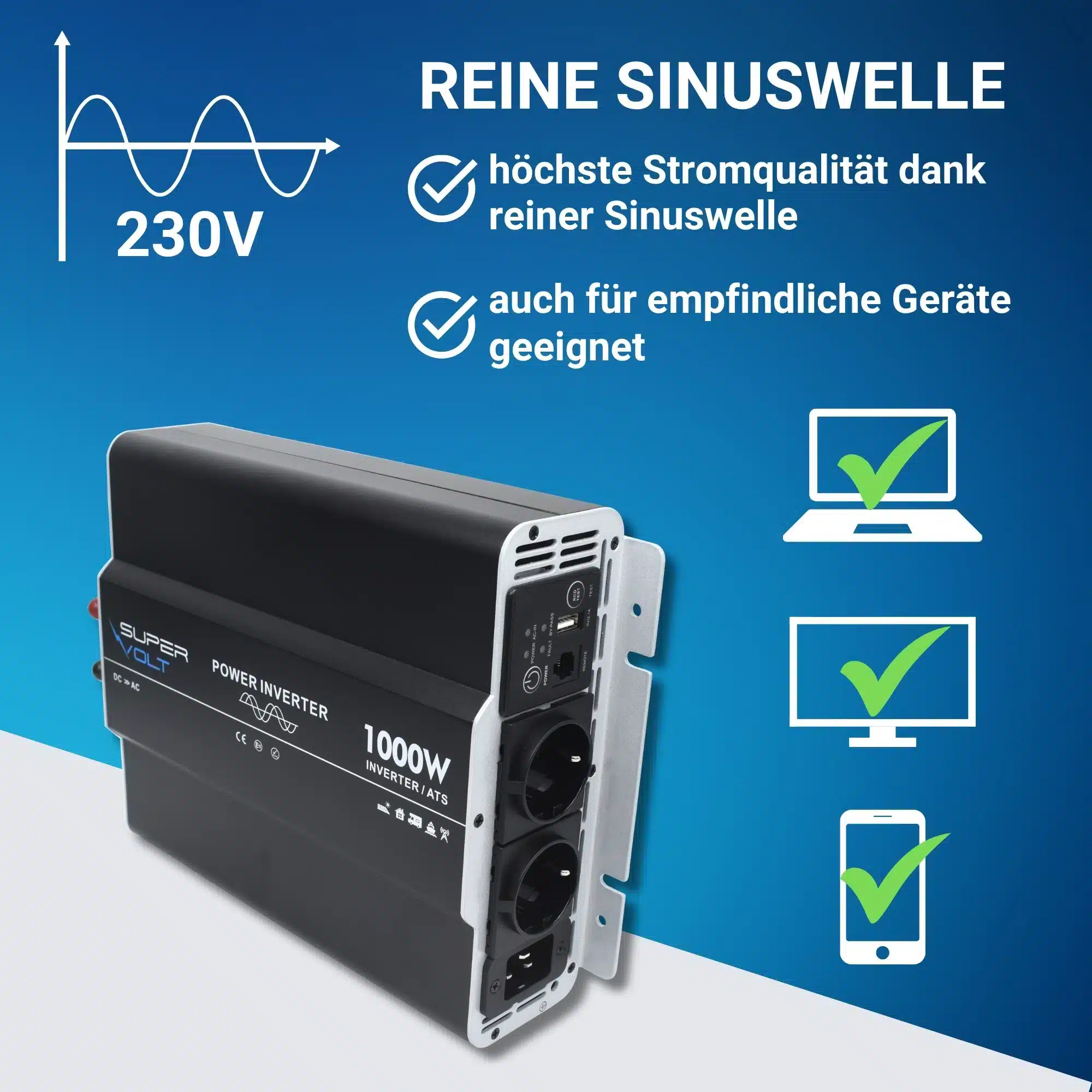 Supervolt 1000W Wechselrichter FI 2