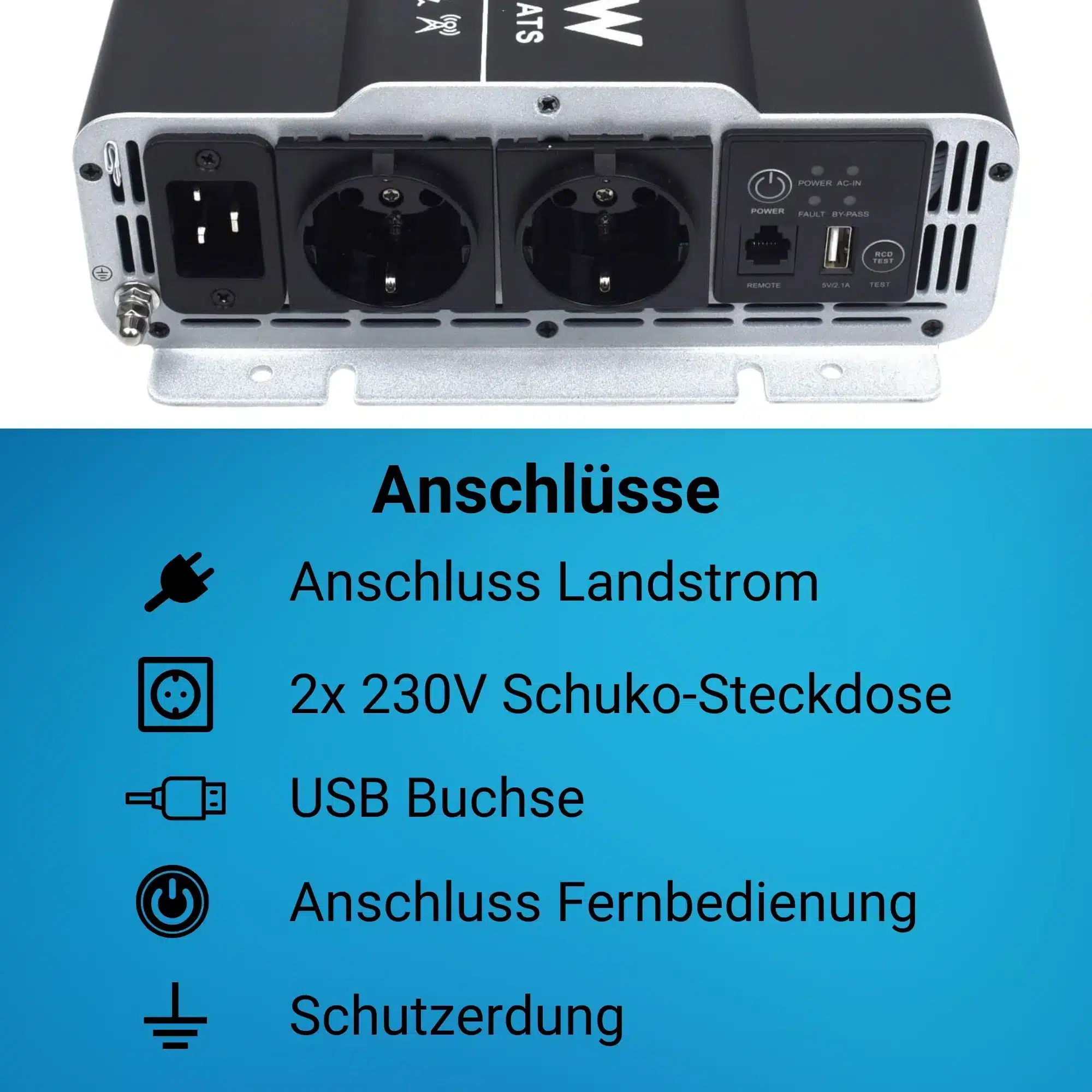 Supervolt 1000W Wechselrichter FI 2