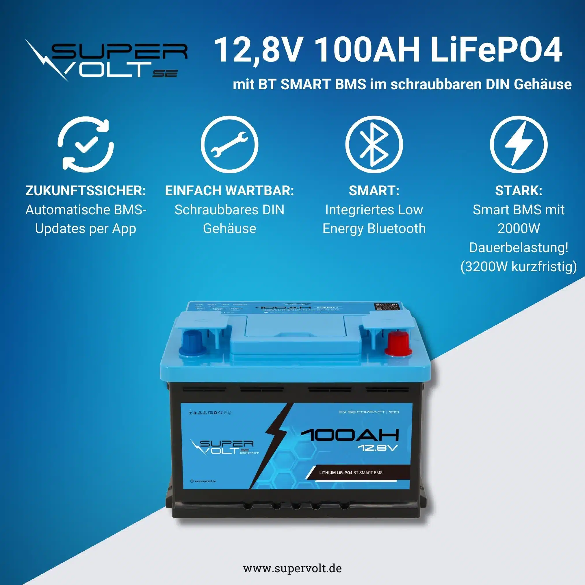 2_SX-SEC-compact-100-Supervolt-12.8V-100-Ah-LiFePO4-Bluetooth-Hautbild-Wichtigste-Funktionen