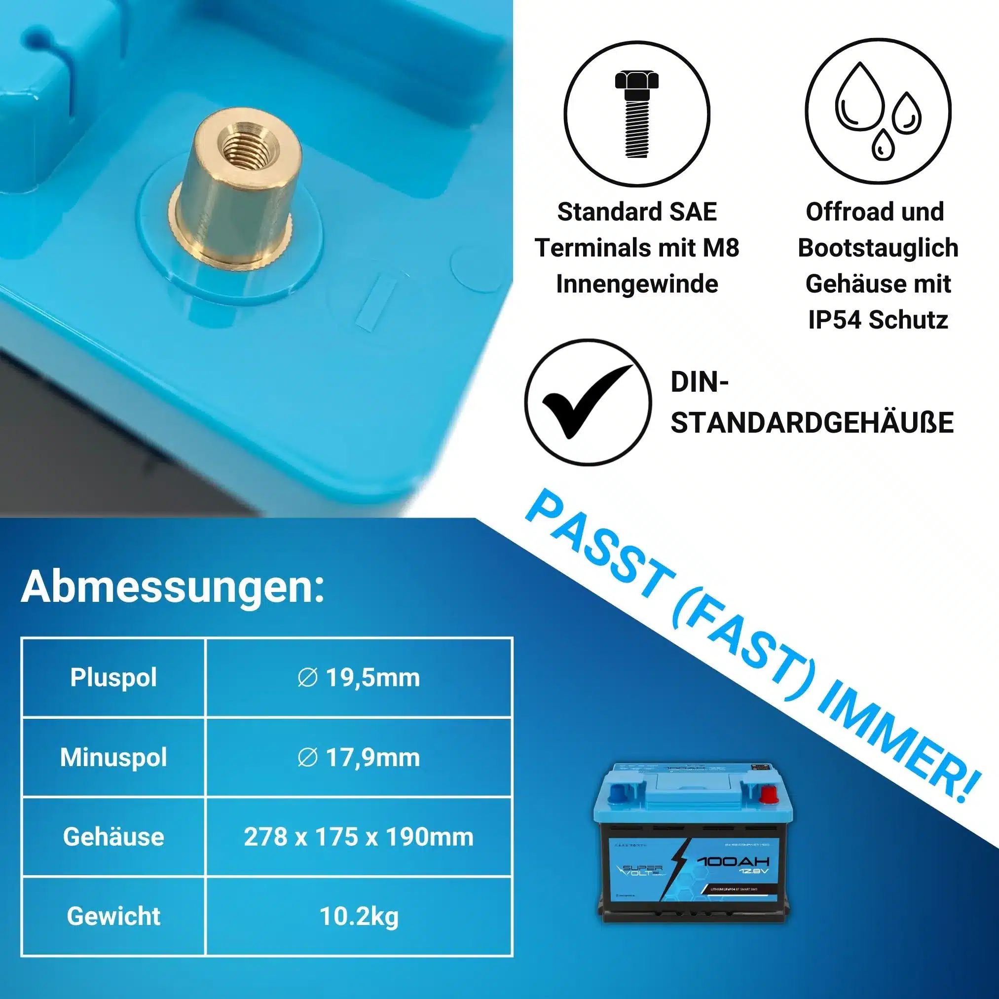 3_SX-SEC-compact-100-Supervolt-12.8V-100-Ah-LiFePO4-Bluetooth-Hautbild-DIN-Gehaeuse